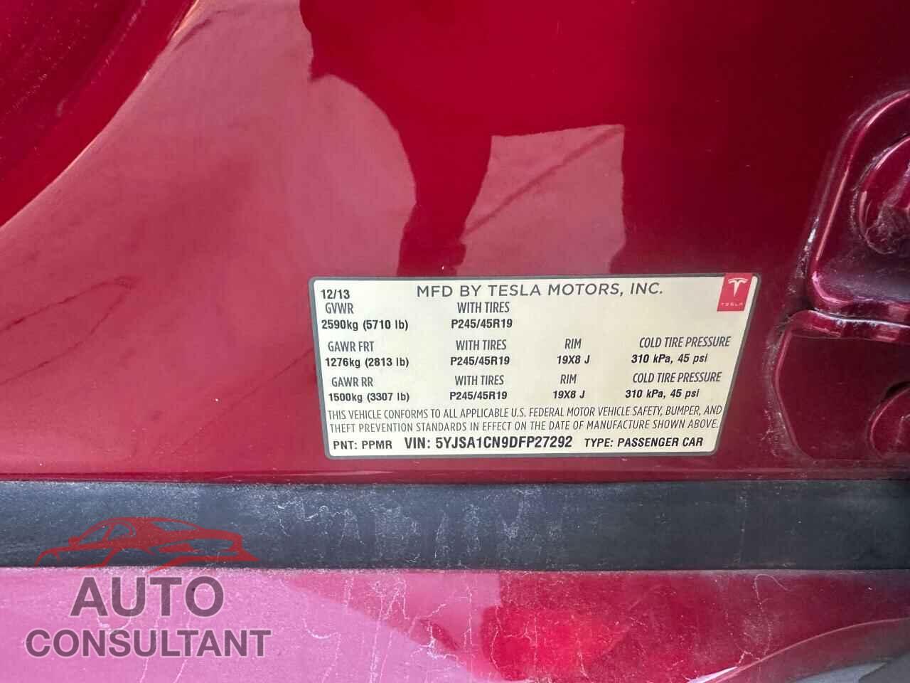 TESLA MODEL S 2013 - 5YJSA1CN9DFP27292