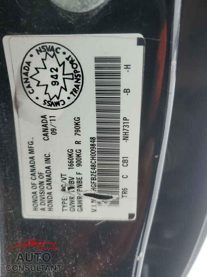 HONDA CIVIC 2012 - 2HGFB2E48CH009848