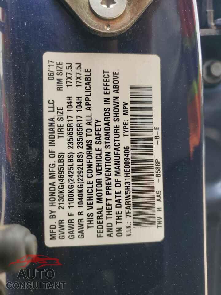HONDA CRV 2017 - 7FARW5H31HE009406