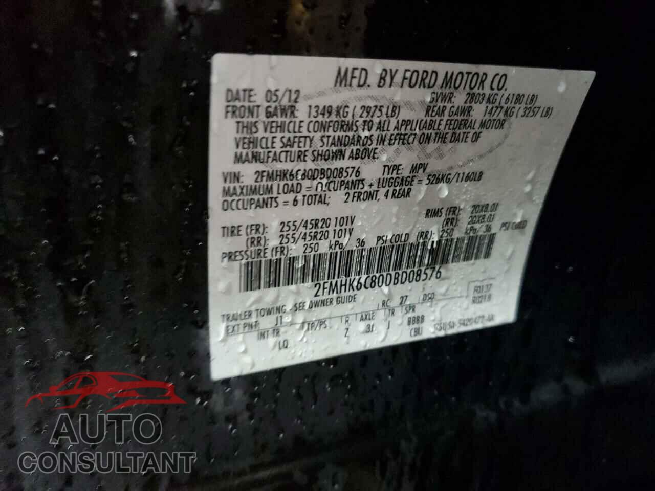 FORD FLEX 2013 - 2FMHK6C80DBD08576
