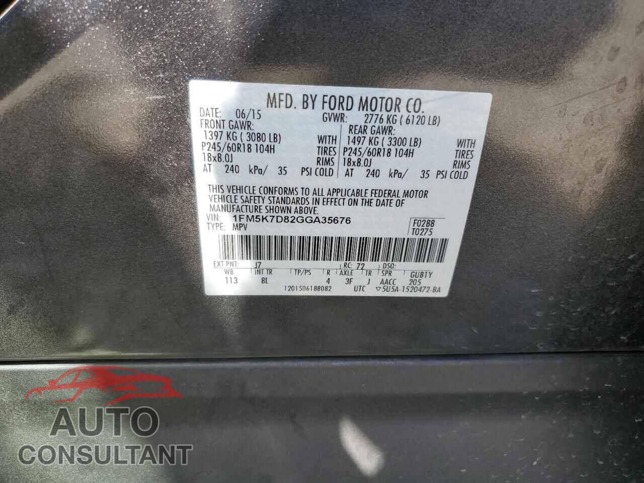 FORD EXPLORER 2016 - 1FM5K7D82GGA35676