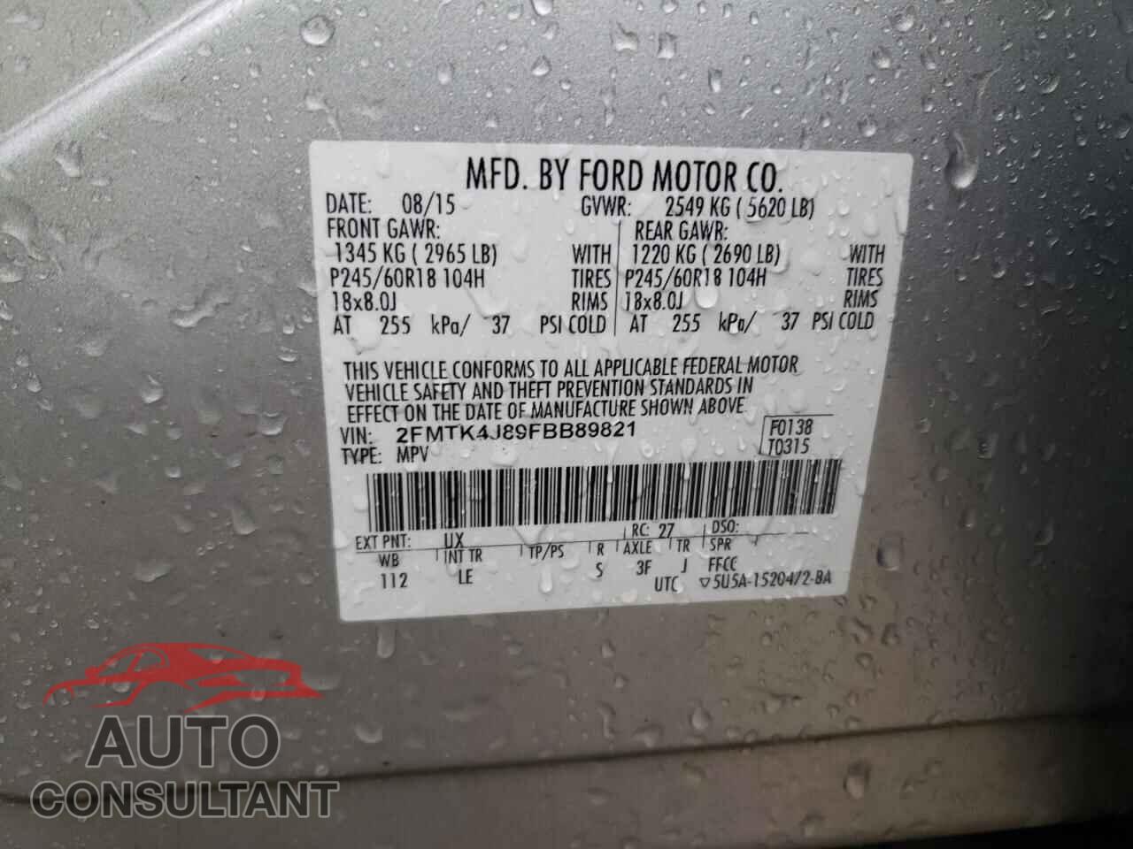 FORD EDGE 2015 - 2FMTK4J89FBB89821