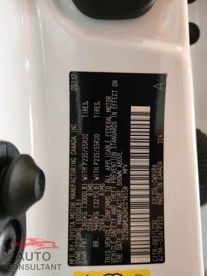 LEXUS RX450 2017 - 2T2BGMCA0HC018558