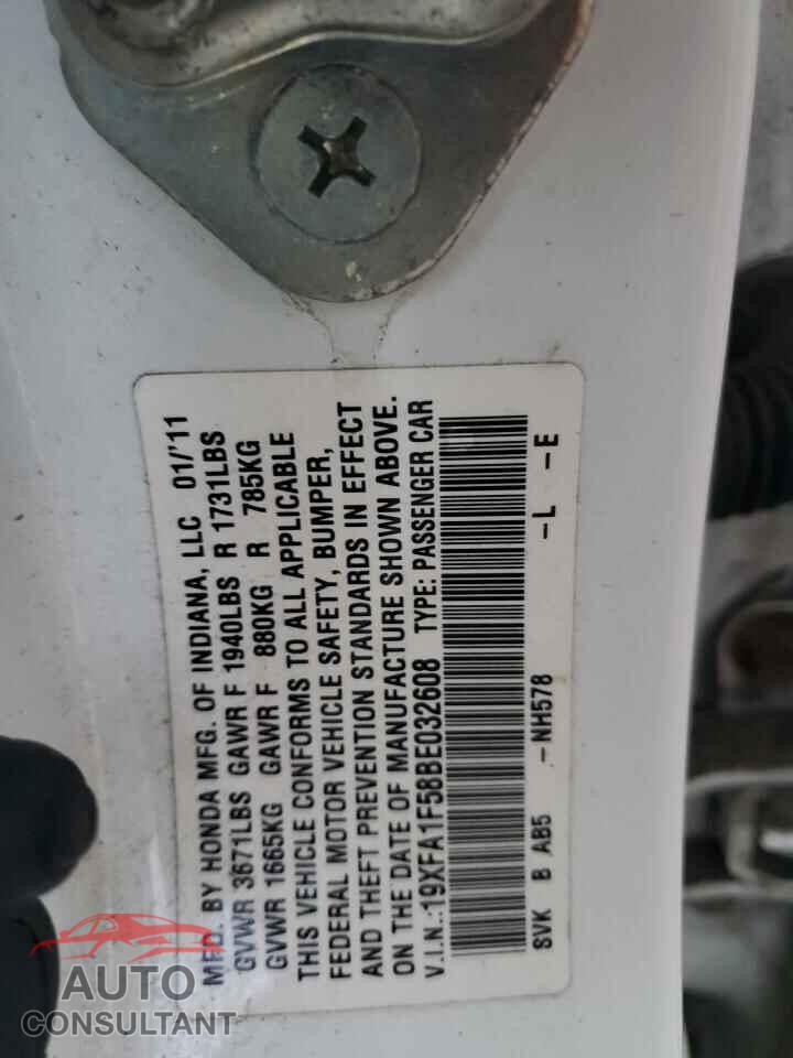 HONDA CIVIC 2011 - 19XFA1F58BE032608