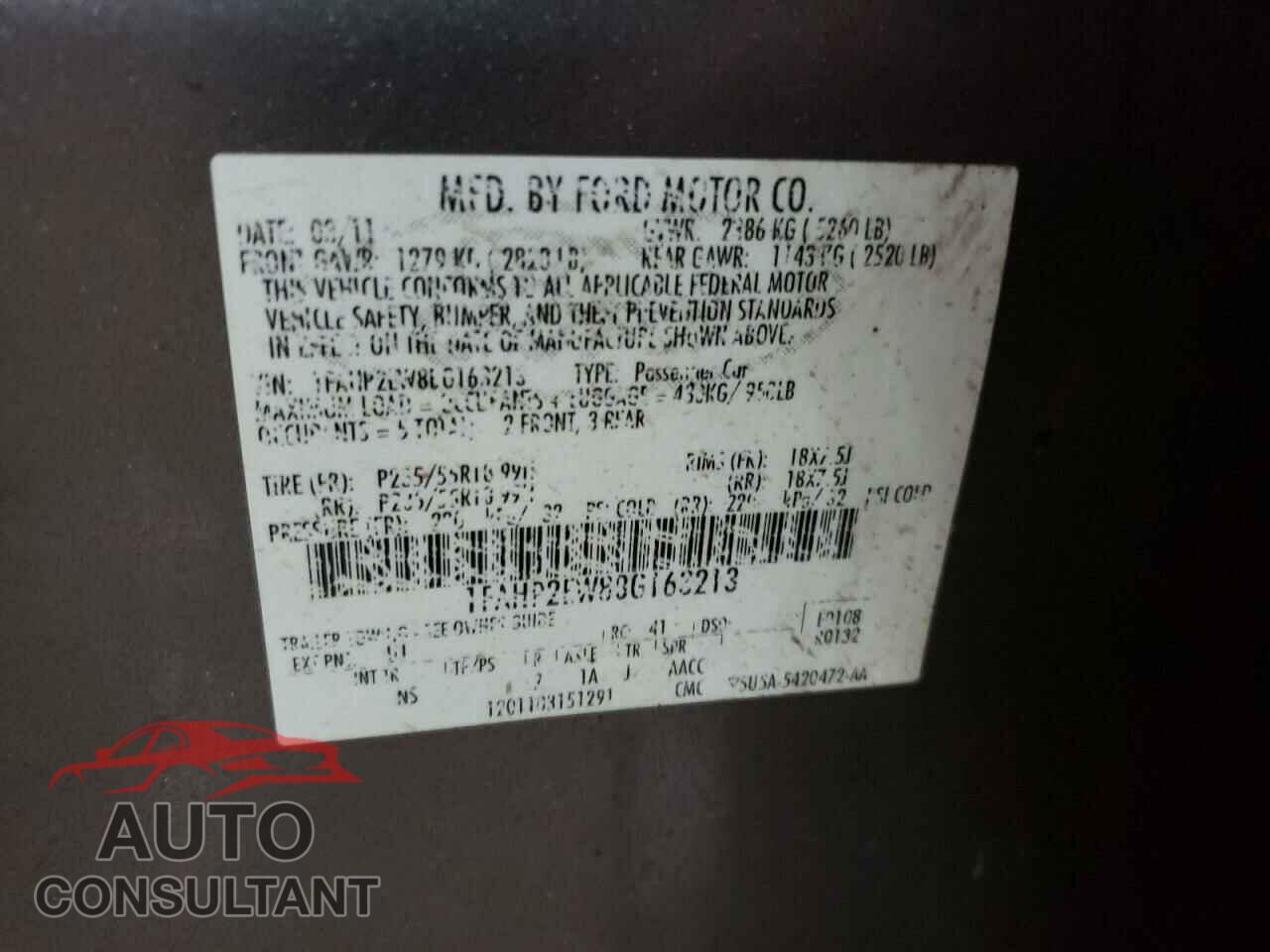 FORD TAURUS 2011 - 1FAHP2EW8BG163213