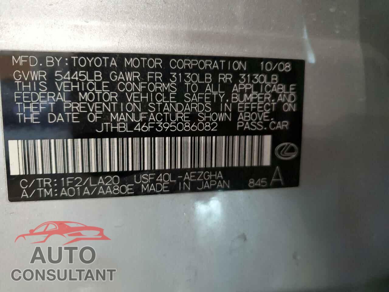 LEXUS LS460 2009 - JTHBL46F395086082