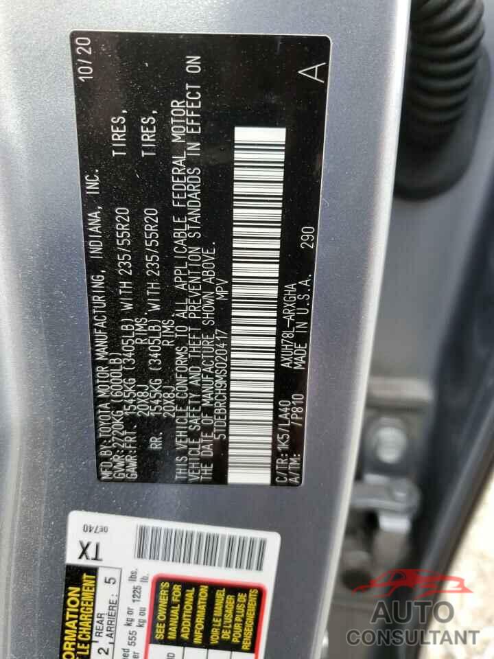 TOYOTA HIGHLANDER 2021 - 5TDEBRCH9MS020417