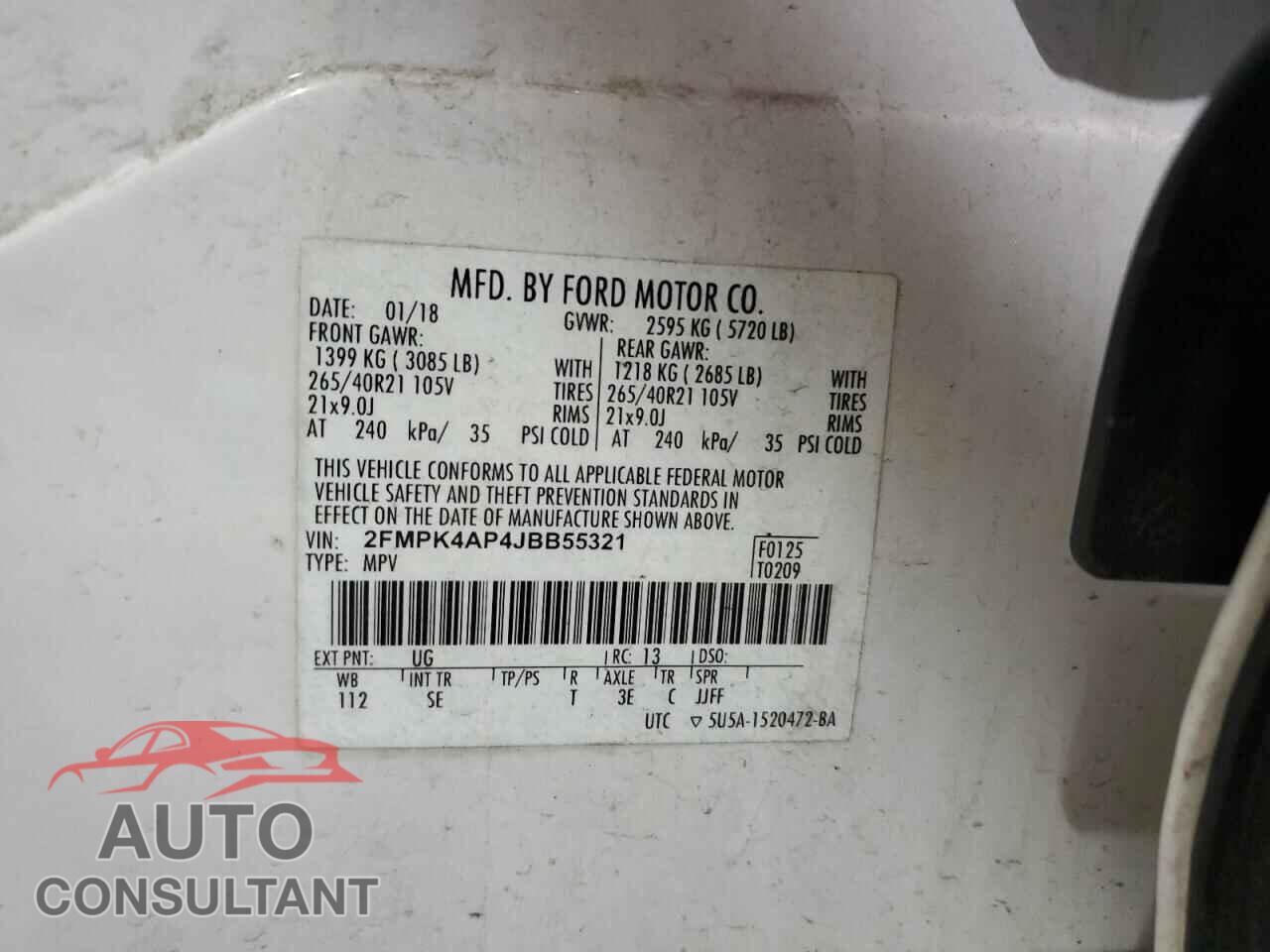 FORD EDGE 2018 - 2FMPK4AP4JBB55321