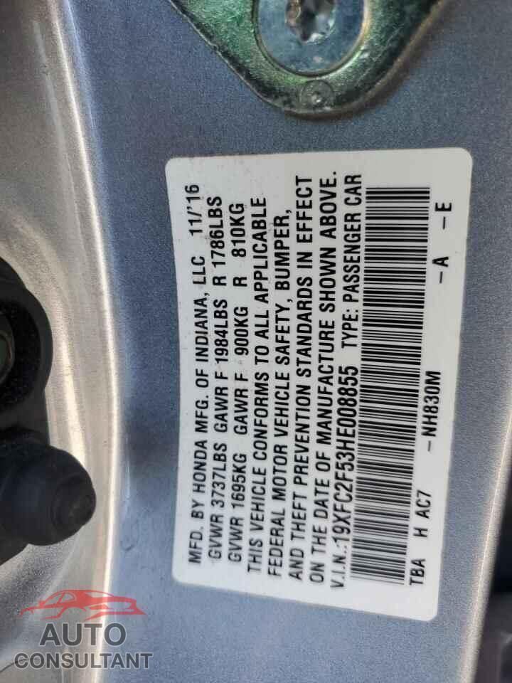 HONDA CIVIC 2017 - 19XFC2F53HE008855