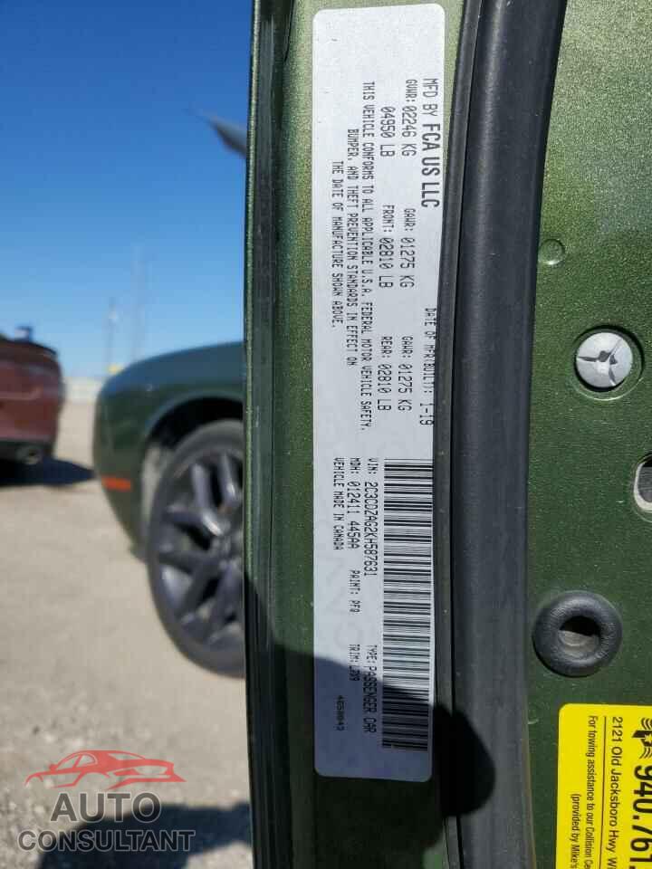 DODGE CHALLENGER 2019 - 2C3CDZAG2KH587631