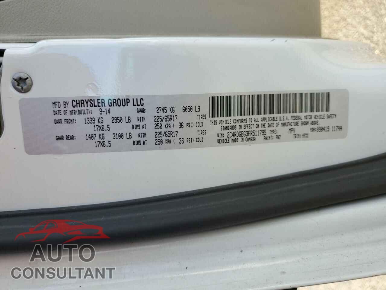 DODGE CARAVAN 2015 - 2C4RDGBG3FR511795