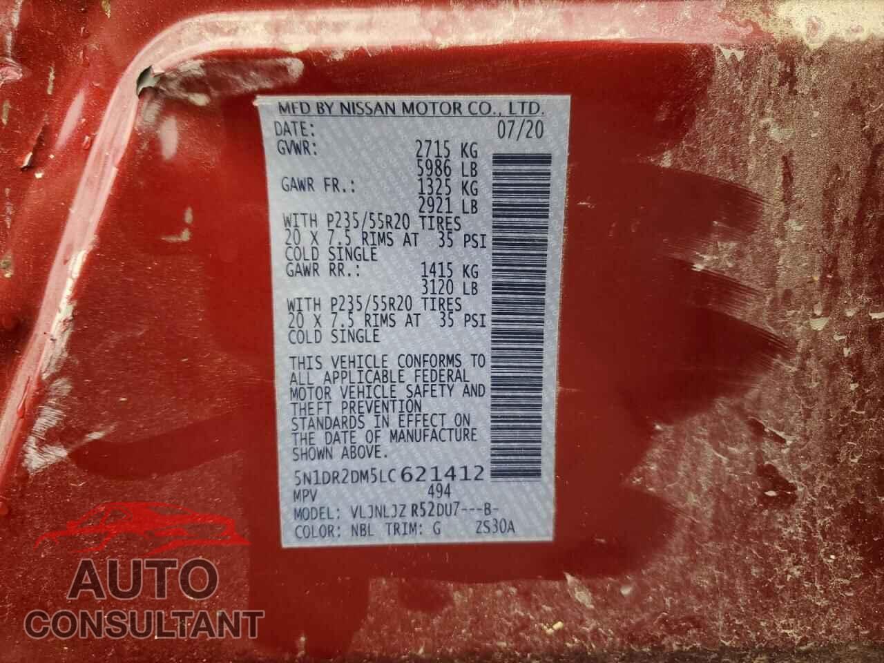 NISSAN PATHFINDER 2020 - 5N1DR2DM5LC621412
