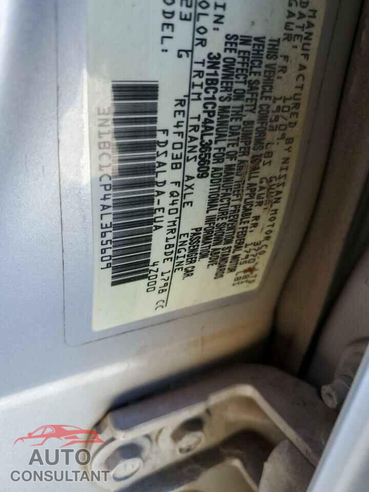 NISSAN VERSA 2010 - 3N1BC1CP4AL365609