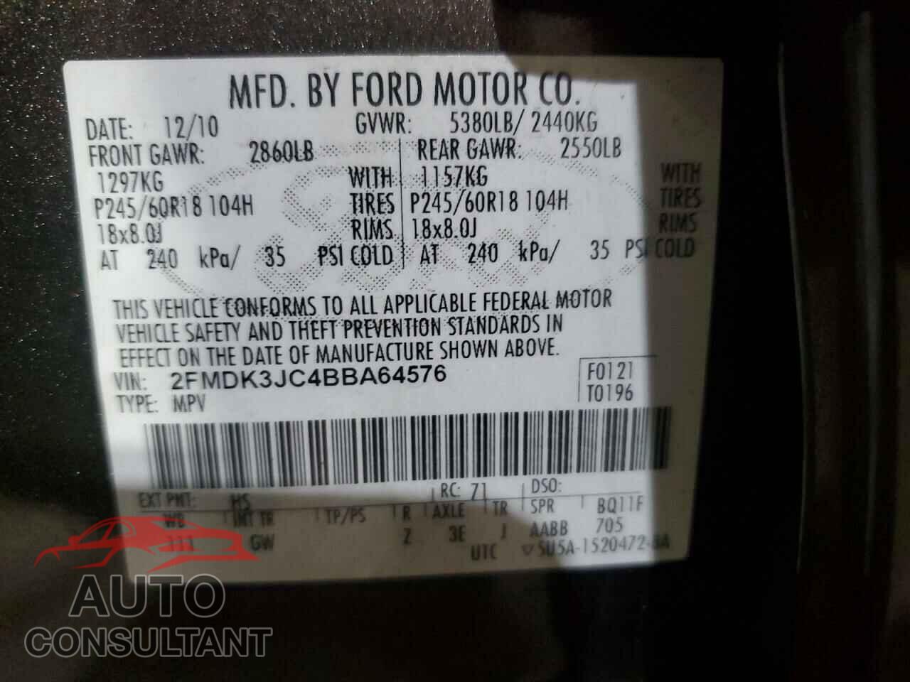FORD EDGE 2011 - 2FMDK3JC4BBA64576