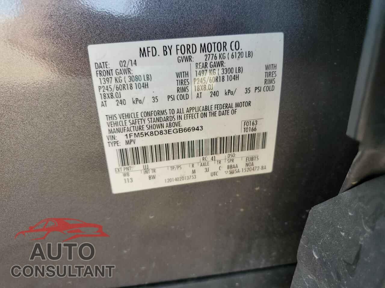 FORD EXPLORER 2014 - 1FM5K8D83EGB66943