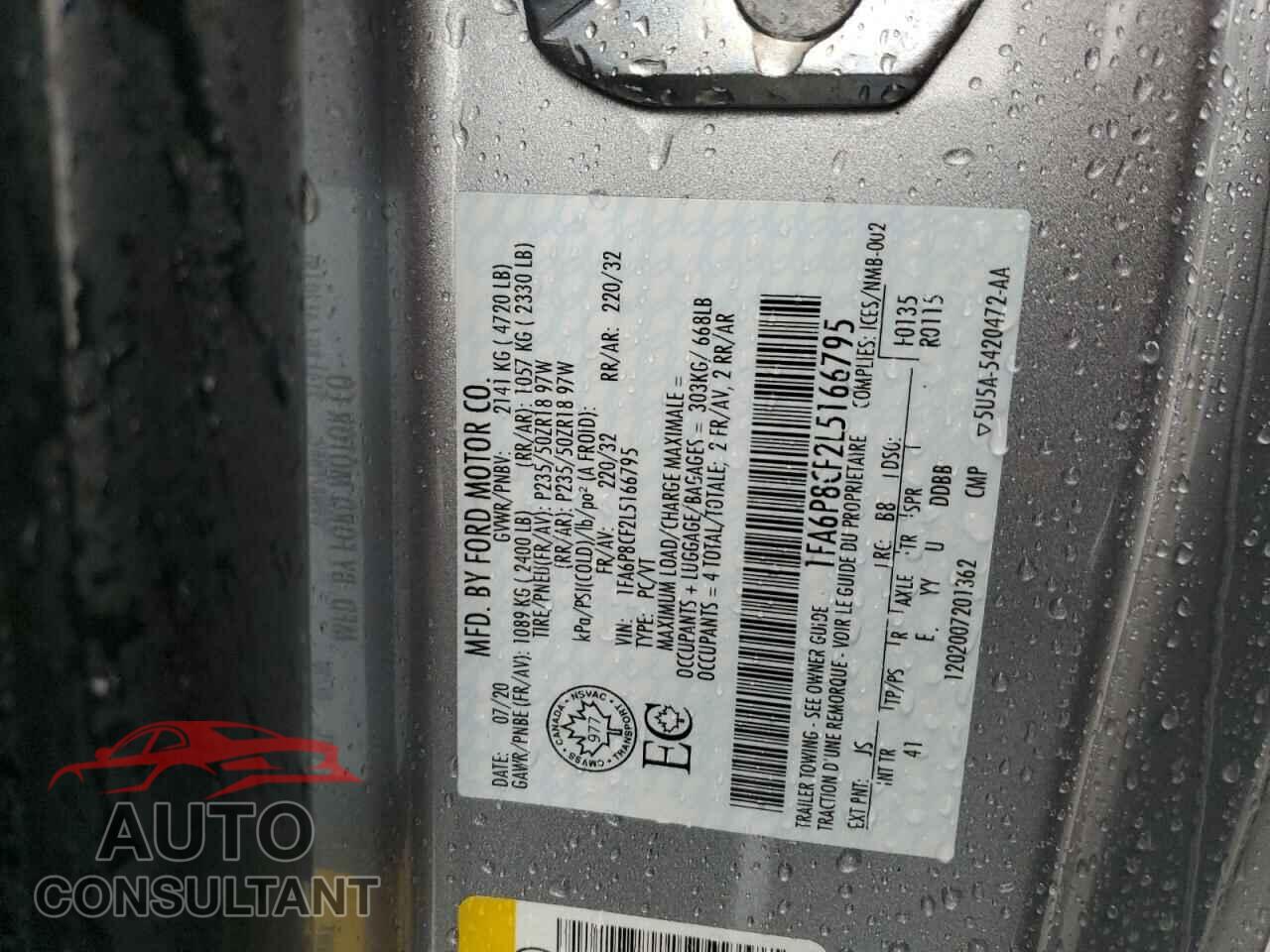 FORD MUSTANG 2020 - 1FA6P8CF2L5166795