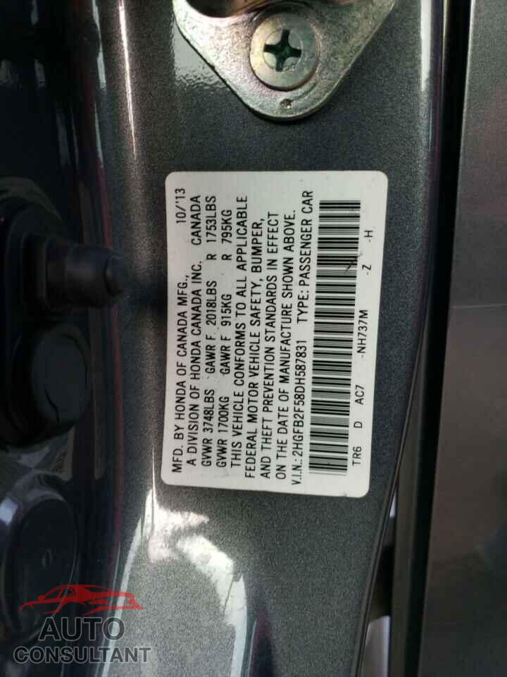 HONDA CIVIC 2013 - 2HGFB2F58DH587831