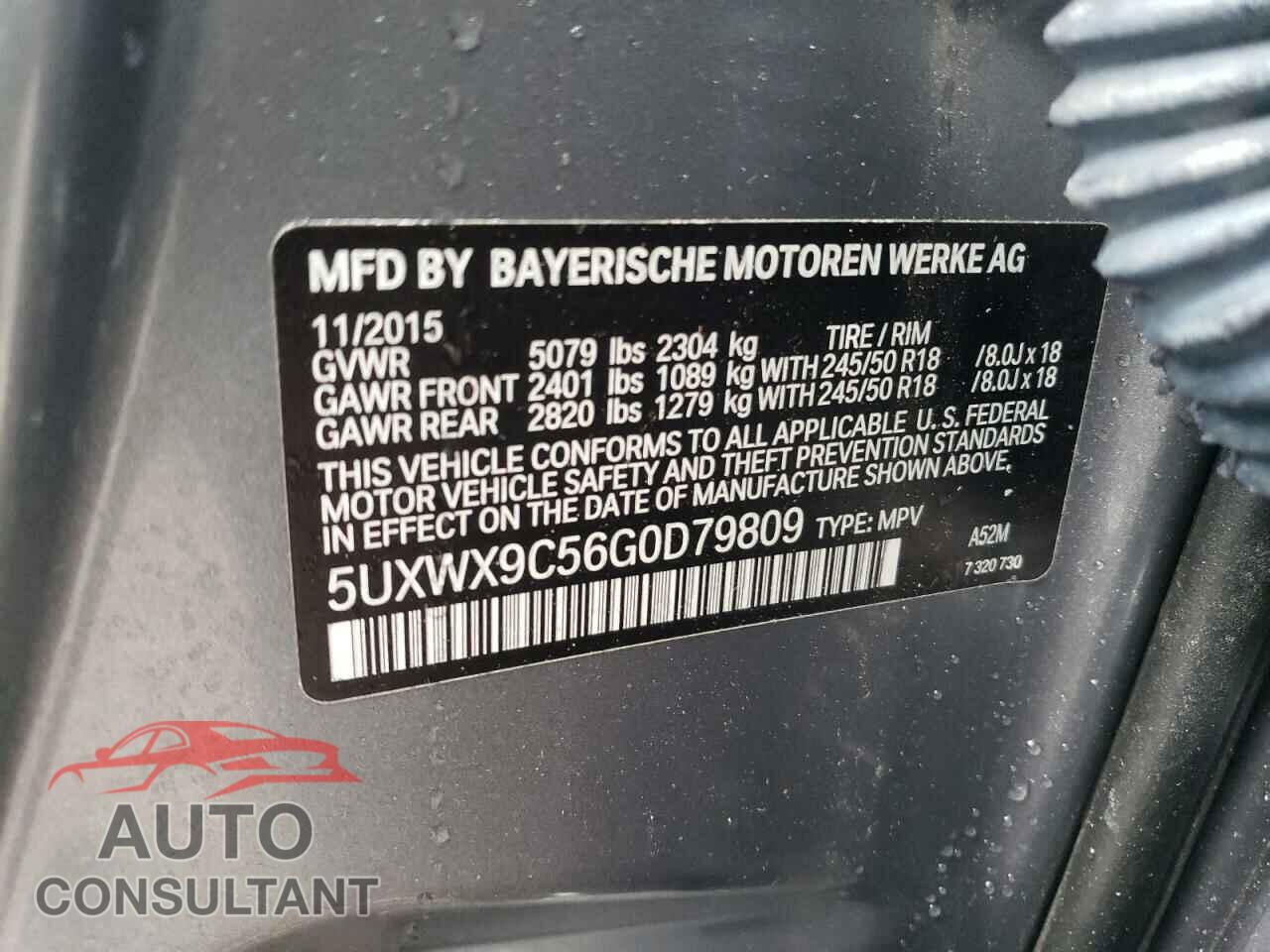 BMW X3 2016 - 5UXWX9C56G0D79809