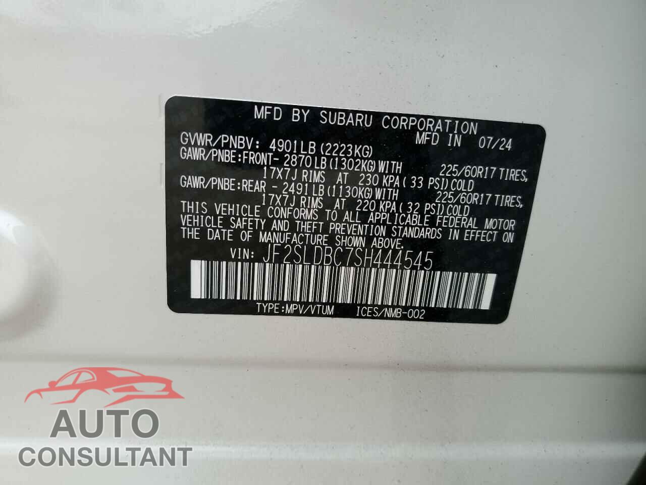 SUBARU FORESTER 2025 - JF2SLDBC7SH444545