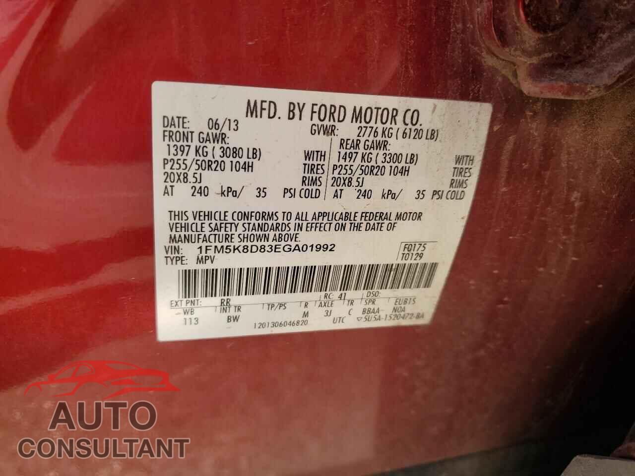 FORD EXPLORER 2014 - 1FM5K8D83EGA01992