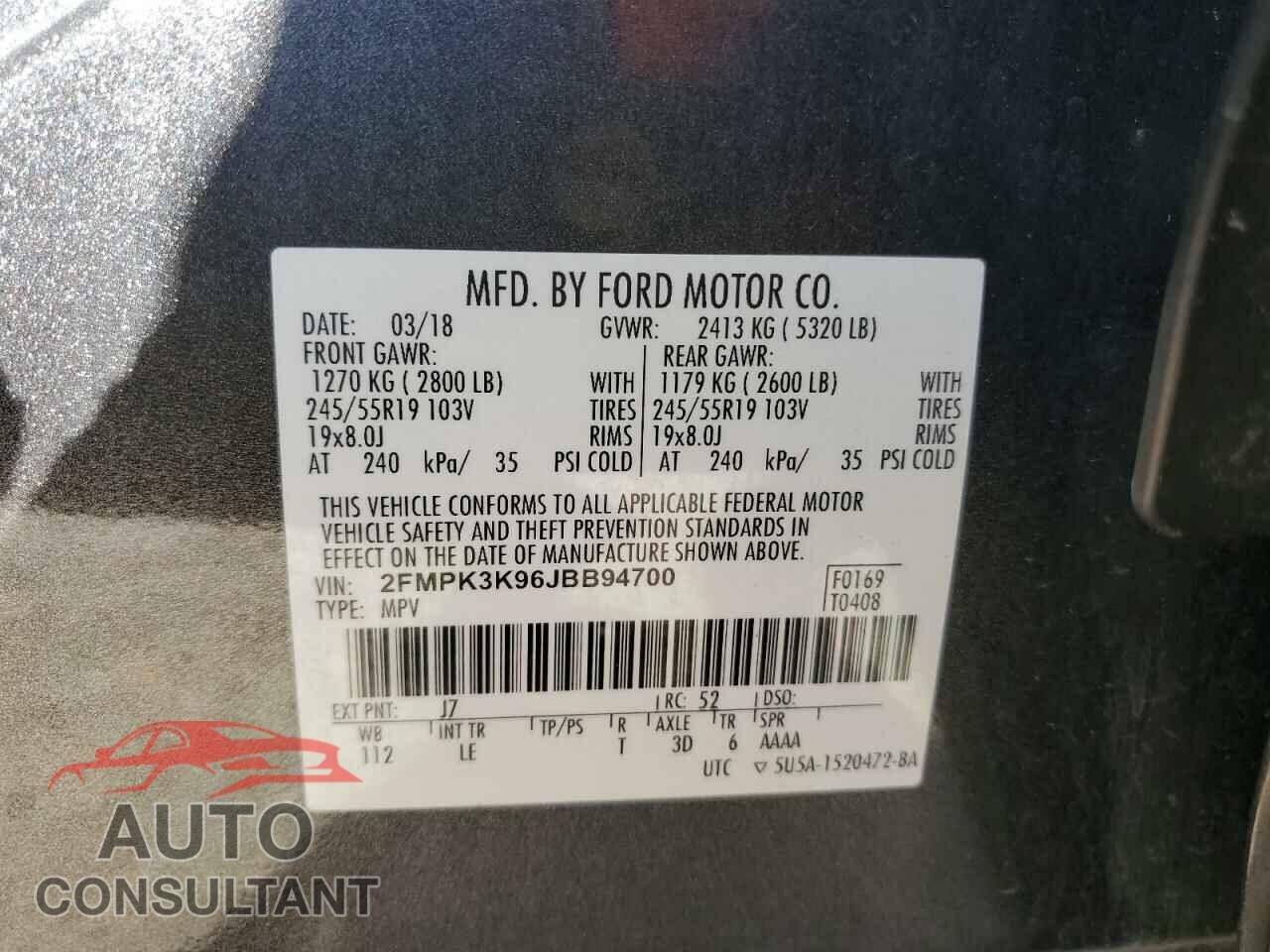 FORD EDGE 2018 - 2FMPK3K96JBB94700