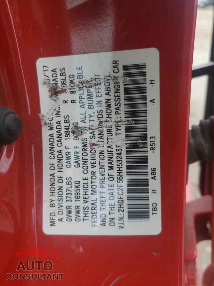HONDA CIVIC 2017 - 2HGFC2F56HH532457
