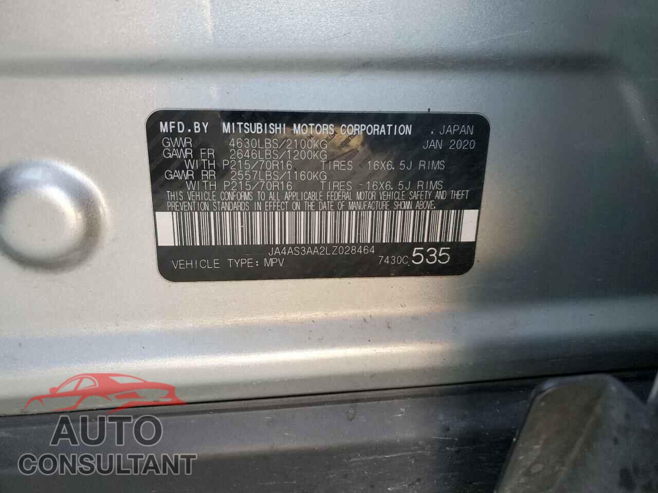 MITSUBISHI ECLIPSE 2020 - JA4AS3AA2LZ028464