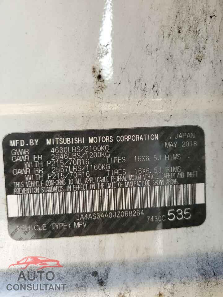 MITSUBISHI ECLIPSE 2018 - JA4AS3AA0JZ068264