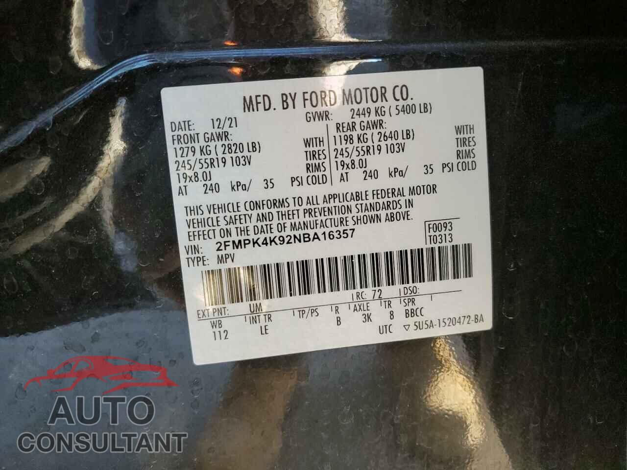 FORD EDGE 2022 - 2FMPK4K92NBA16357