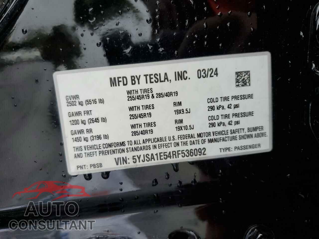 TESLA MODEL S 2024 - 5YJSA1E54RF536092