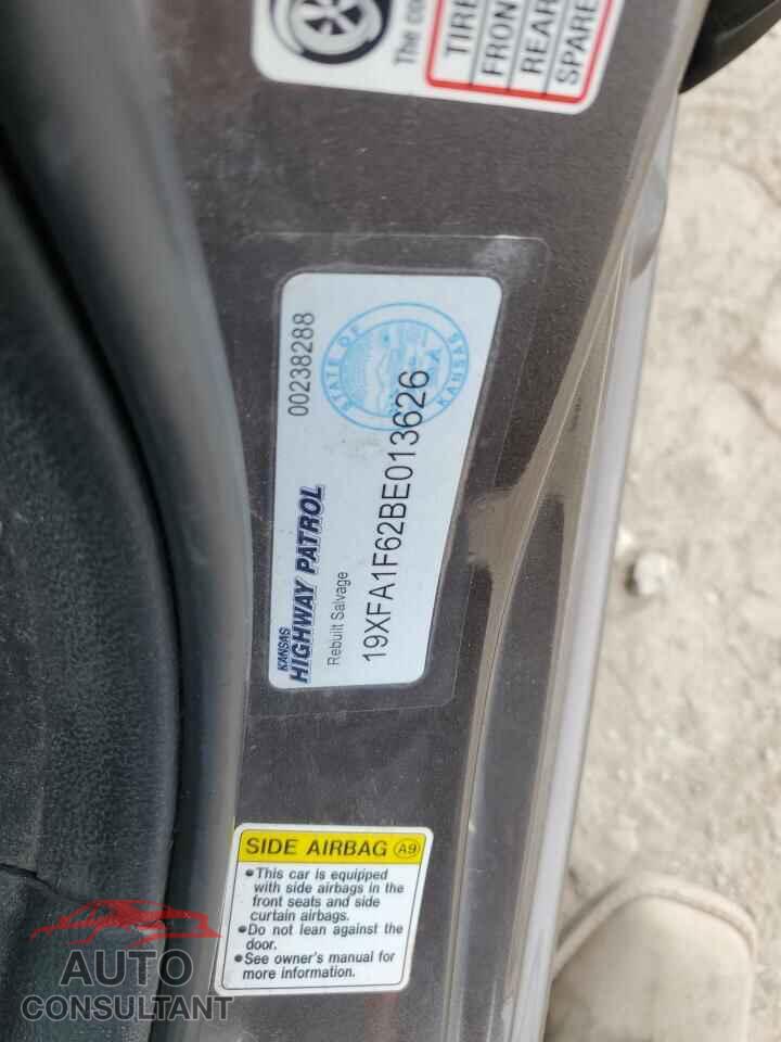 HONDA CIVIC 2011 - 19XFA1F62BE013626