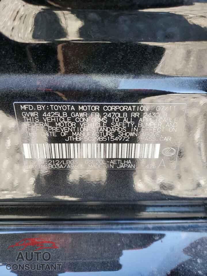 LEXUS IS 2011 - JTHBF5C29B5154972