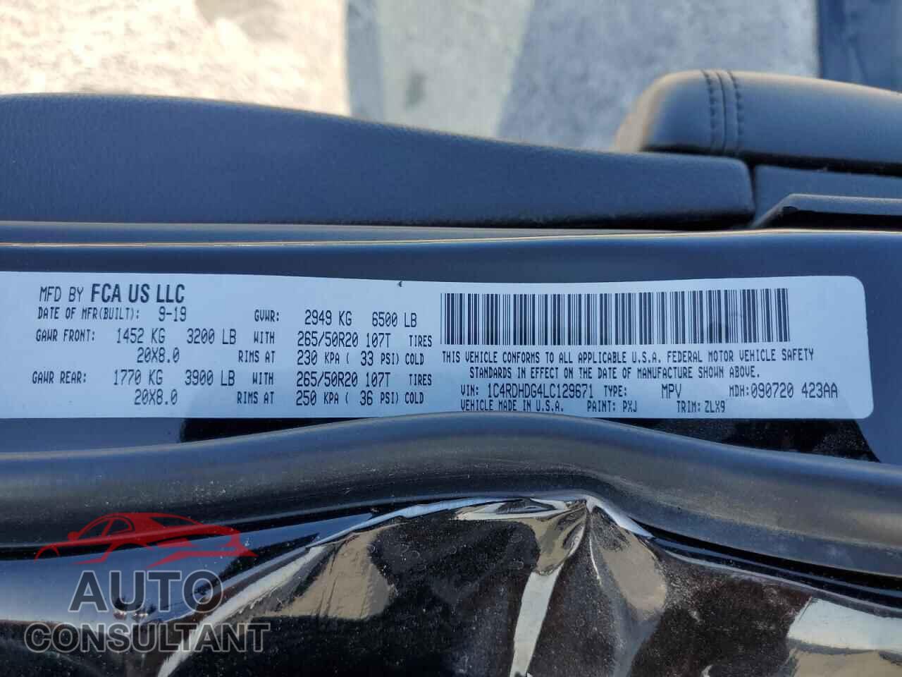 DODGE DURANGO 2020 - 1C4RDHDG4LC129671