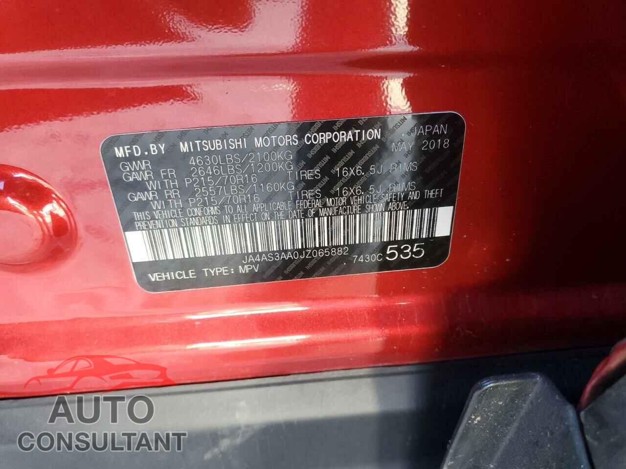 MITSUBISHI ECLIPSE 2018 - JA4AS3AA0JZ065882
