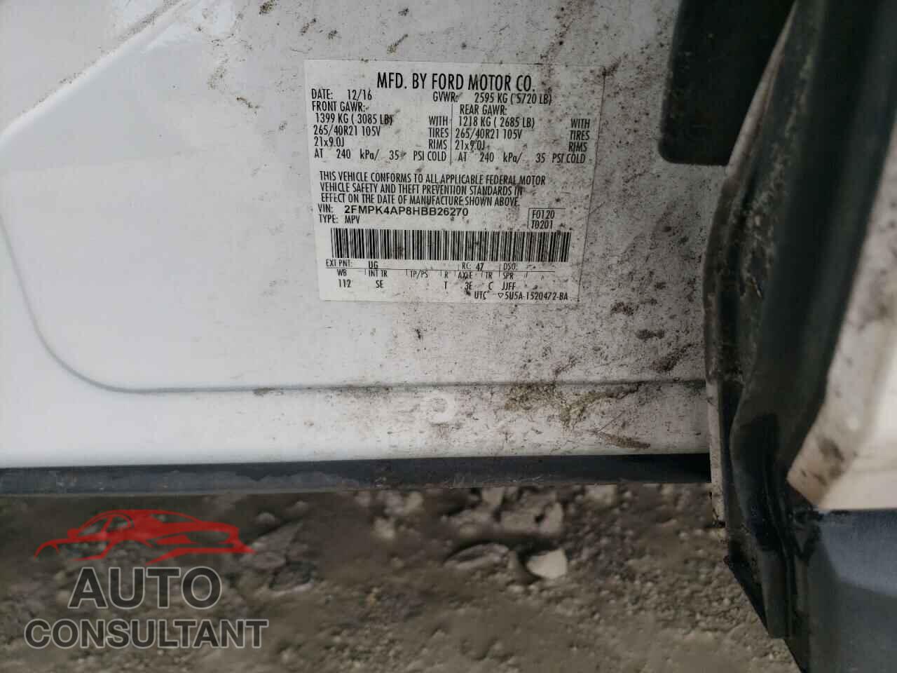FORD EDGE 2017 - 2FMPK4AP8HBB26270