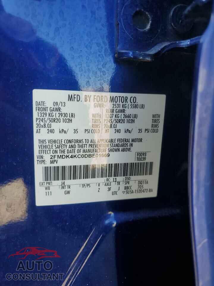 FORD EDGE 2013 - 2FMDK4KC0DBE01669