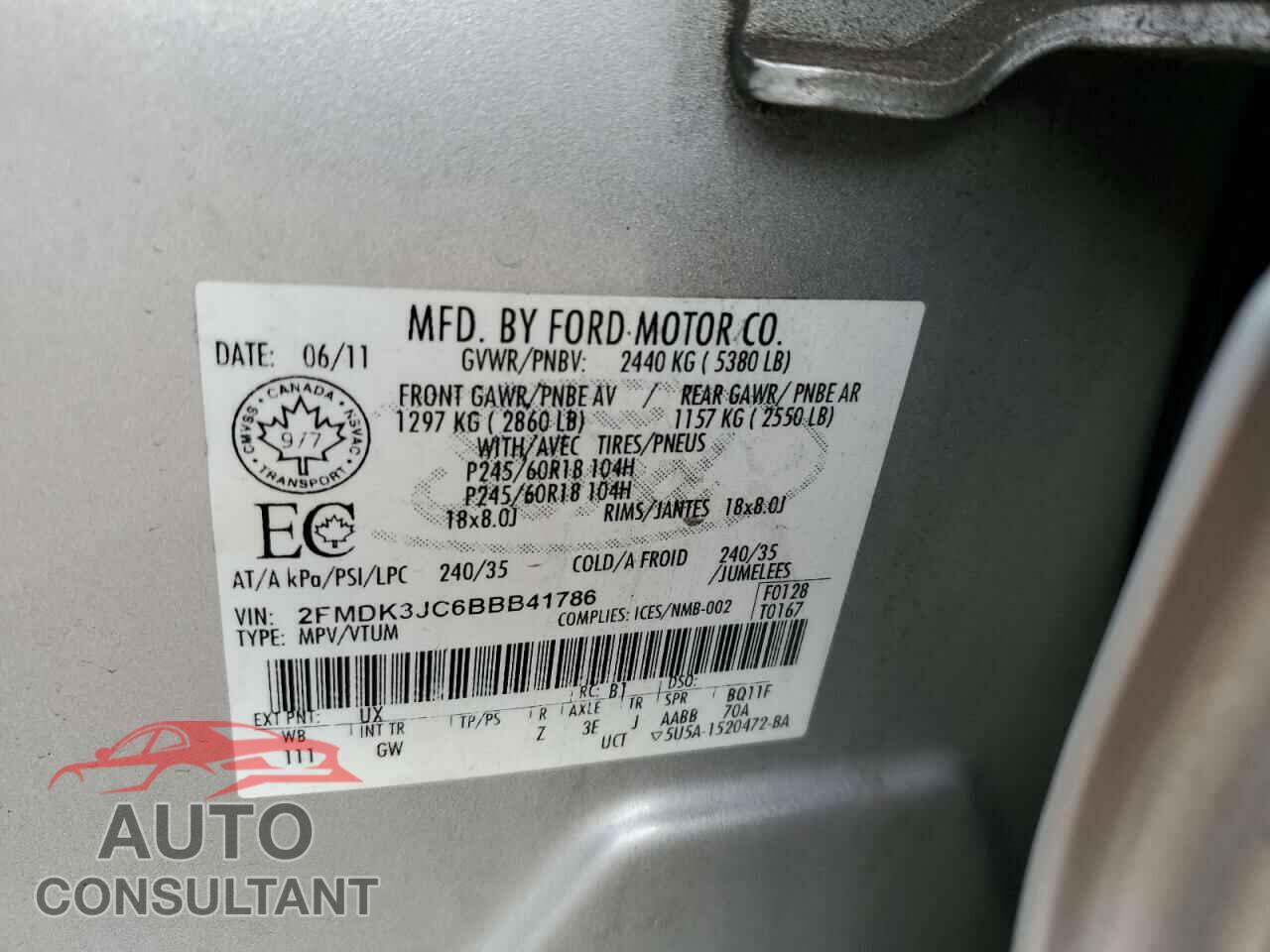 FORD EDGE 2011 - 2FMDK3JC6BBB41786
