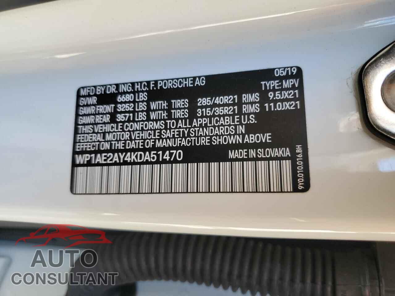 PORSCHE CAYENNE 2019 - WP1AE2AY4KDA51470