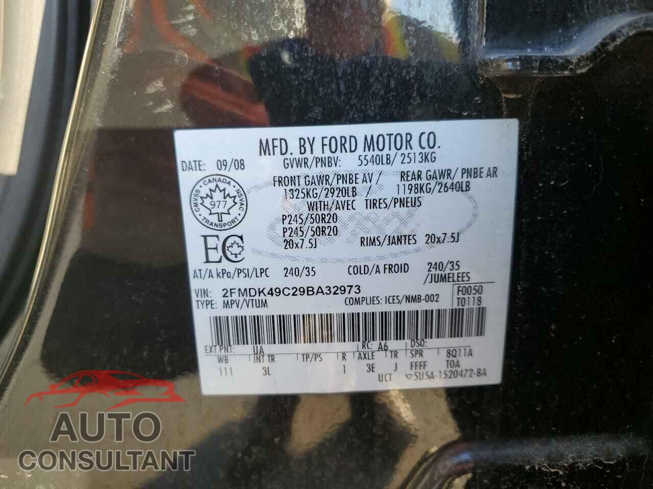FORD EDGE 2009 - 2FMDK49C29BA32973