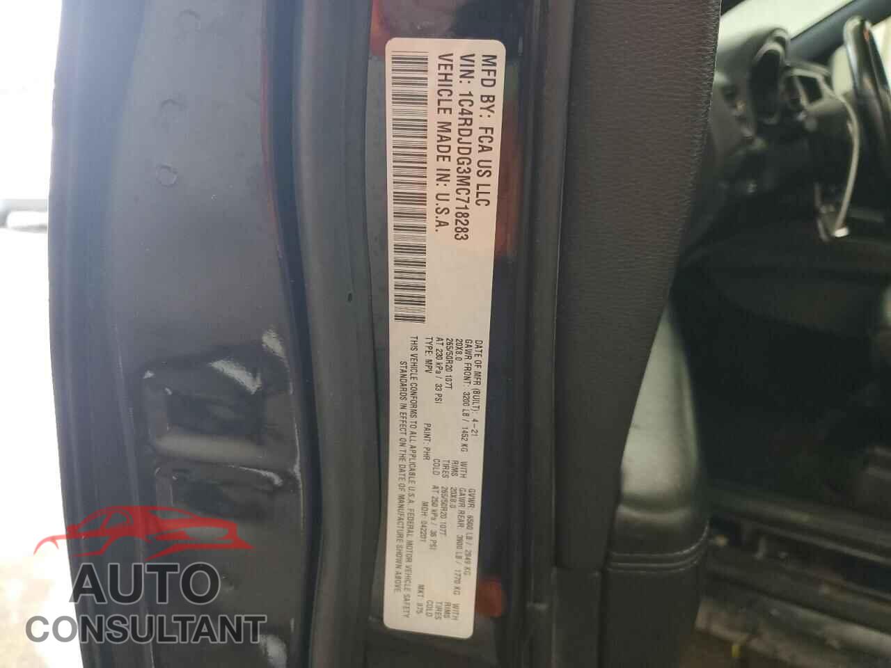 DODGE DURANGO 2021 - 1C4RDJDG3MC718283