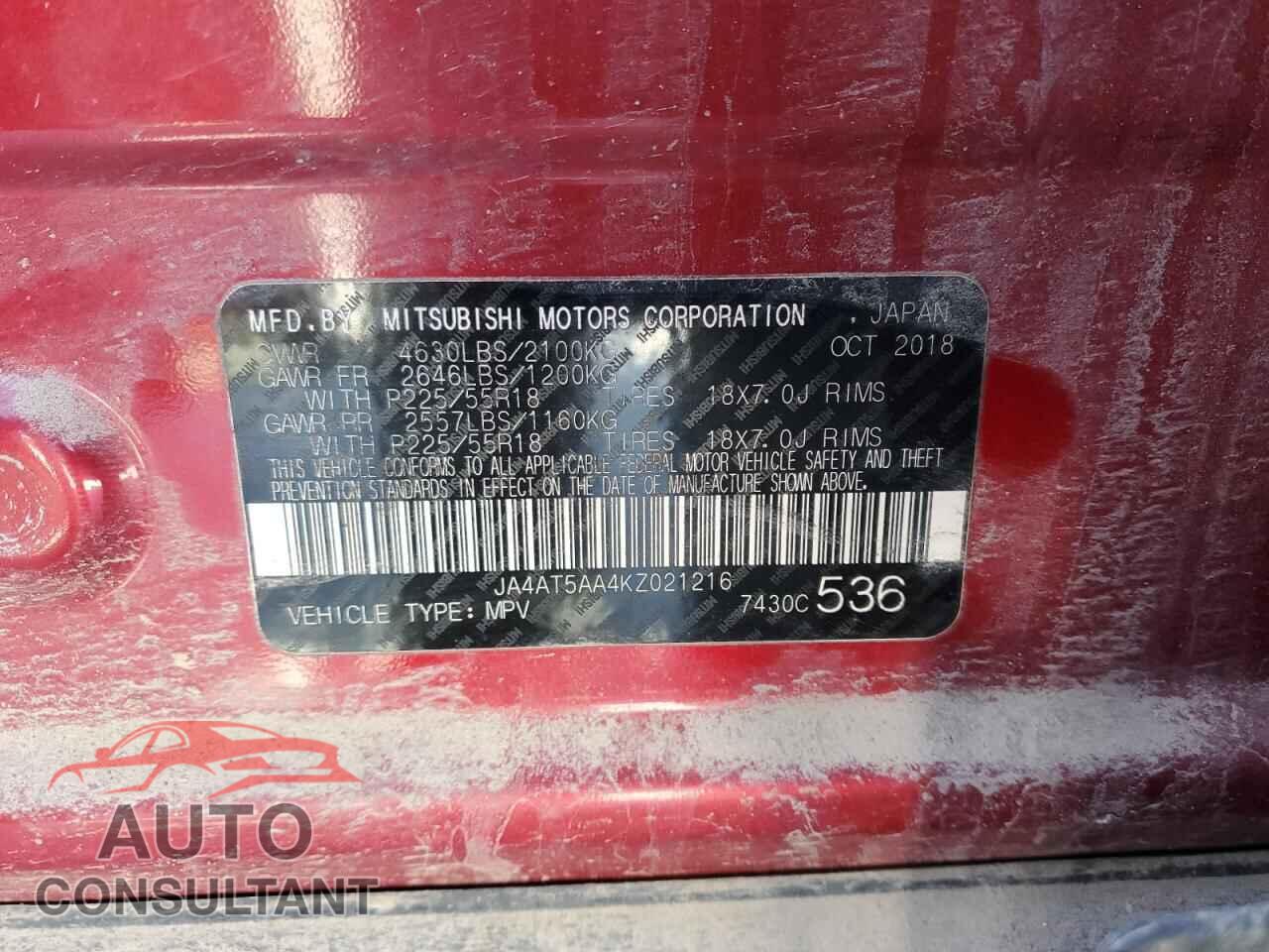 MITSUBISHI ECLIPSE 2019 - JA4AT5AA4KZ021216