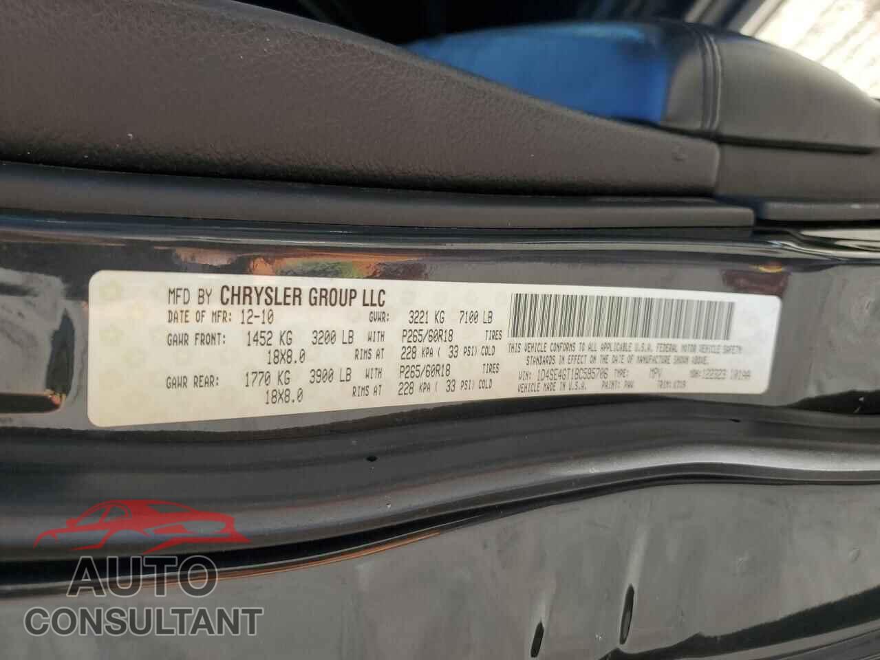 DODGE DURANGO 2011 - 1D4SE4GT1BC595706