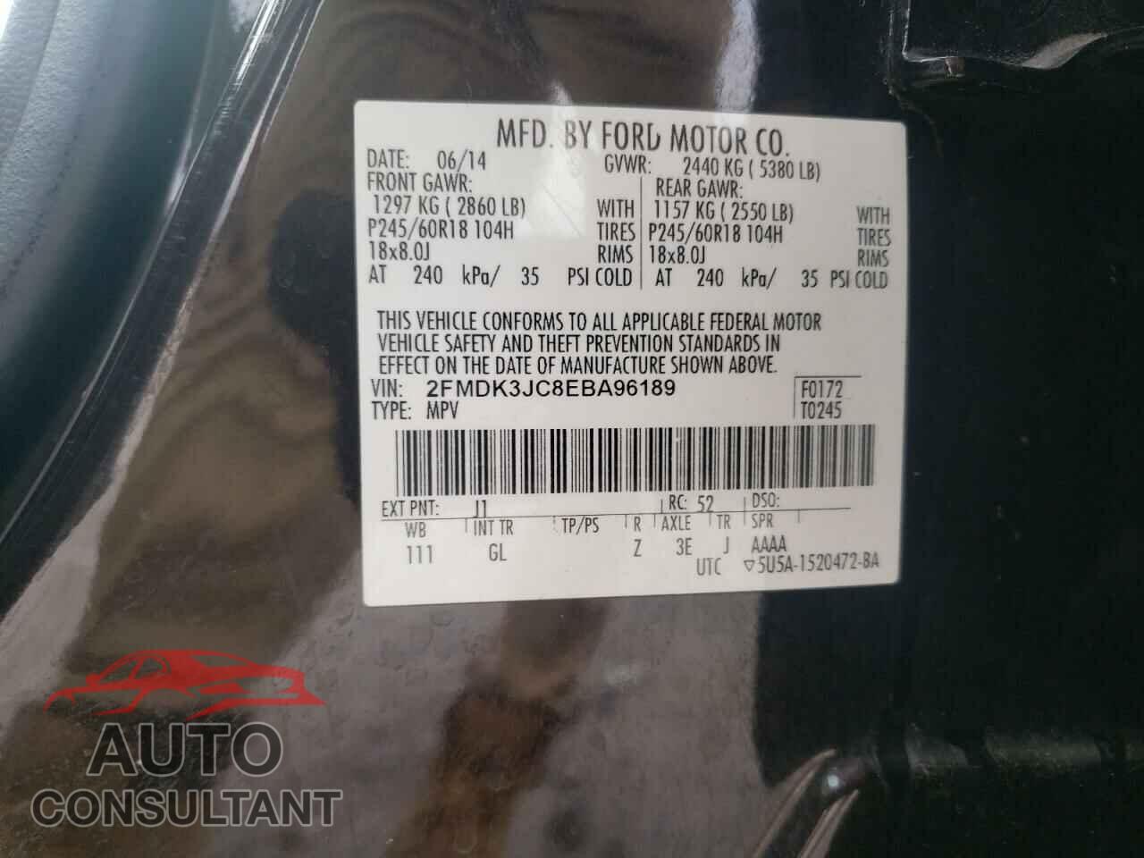 FORD EDGE 2014 - 2FMDK3JC8EBA96189