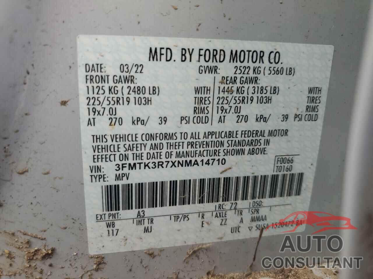 FORD MUSTANG 2022 - 3FMTK3R7XNMA14710