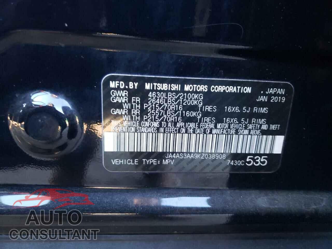 MITSUBISHI ECLIPSE 2019 - JA4AS3AA9KZ038908