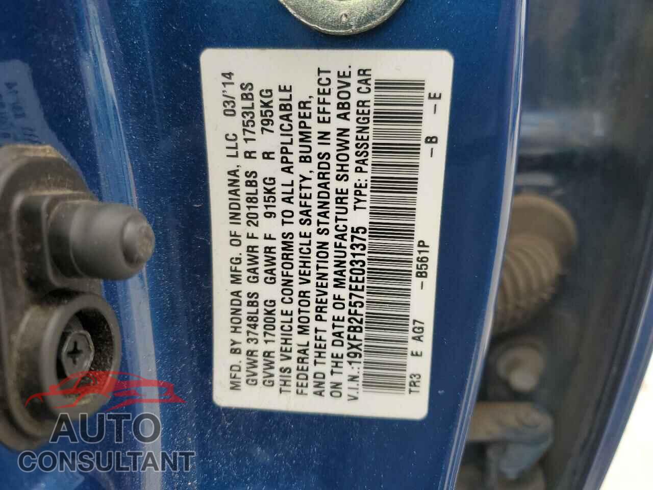 HONDA CIVIC 2014 - 19XFB2F57EE031375