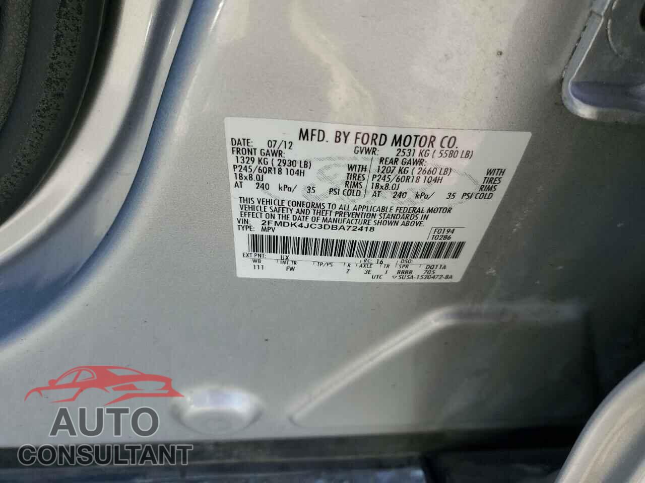 FORD EDGE 2013 - 2FMDK4JC3DBA72418