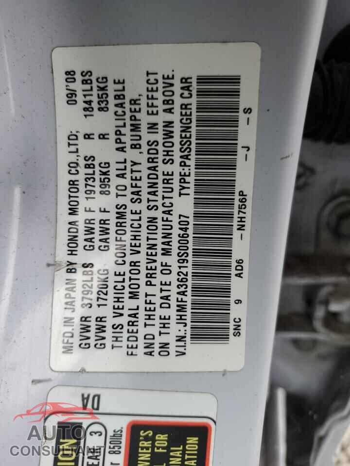 HONDA CIVIC 2009 - JHMFA36219S006407