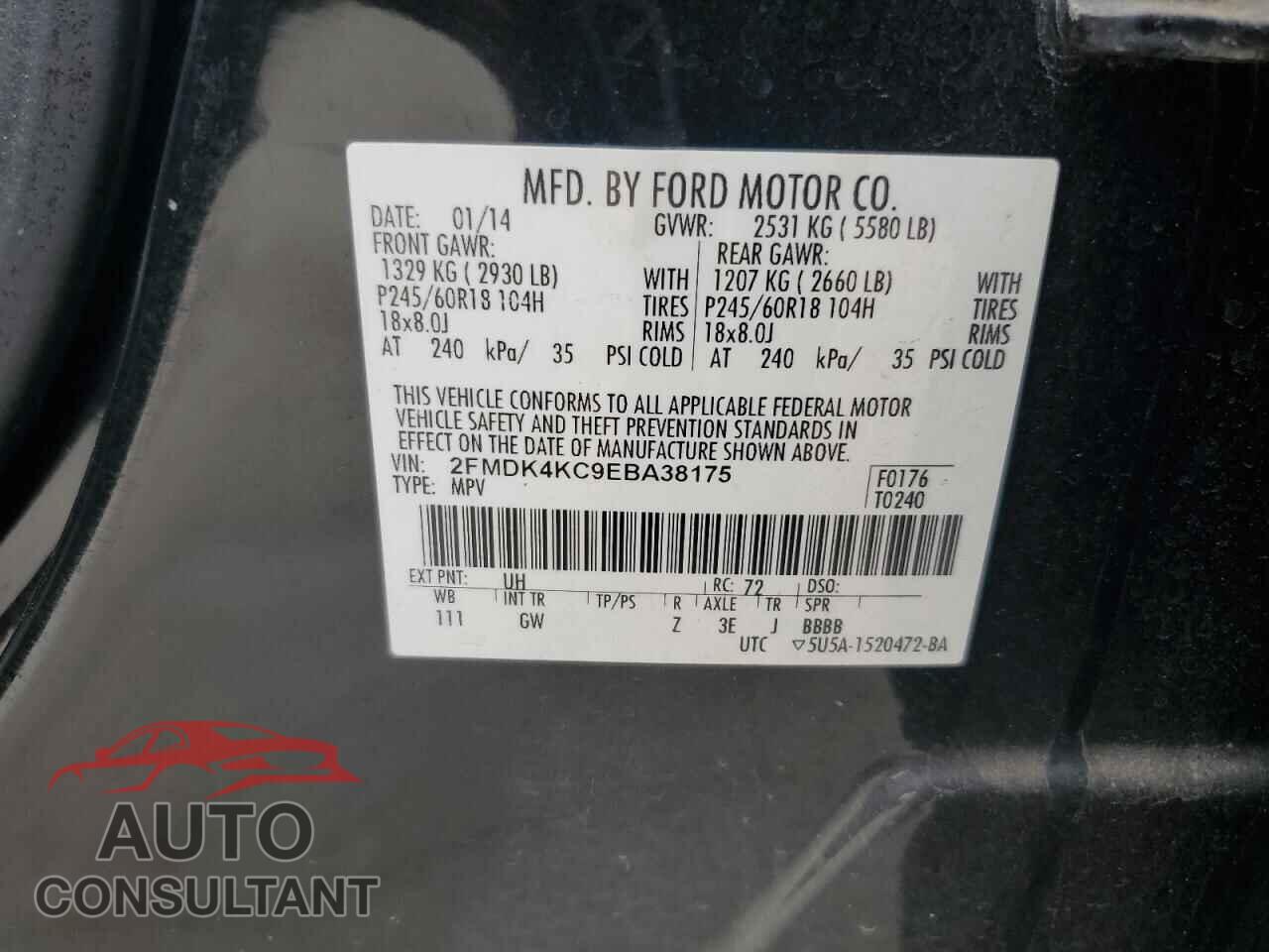FORD EDGE 2014 - 2FMDK4KC9EBA38175
