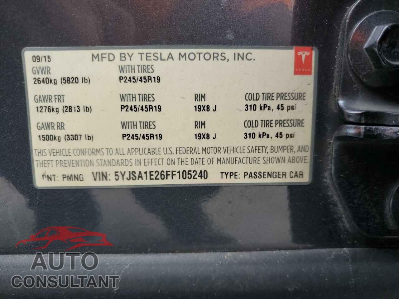 TESLA MODEL S 2015 - 5YJSA1E26FF105240